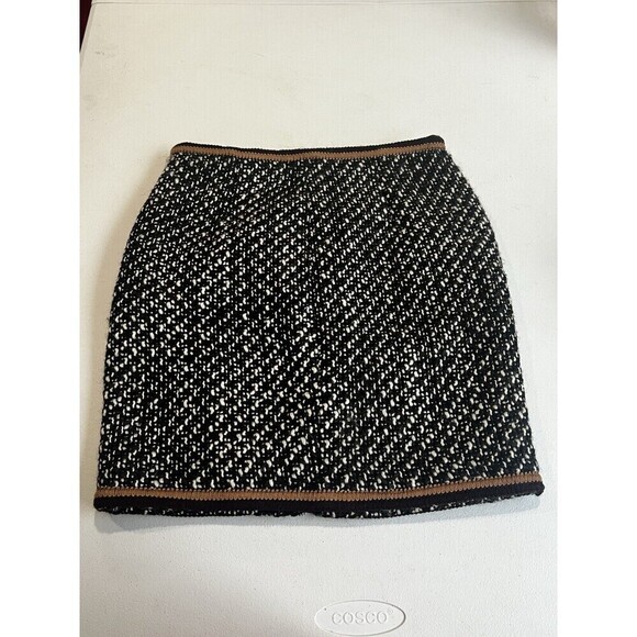 $198 NWT CATHERINE MALANDRINO  Size 2 WOOL PENCIL SKIRT BLACK/IVORY/MOCHA - Picture 7 of 10